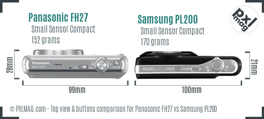 Panasonic FH27 vs Samsung PL200 top view buttons comparison