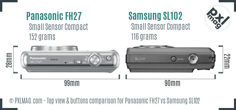 Panasonic FH27 vs Samsung SL102 top view buttons comparison