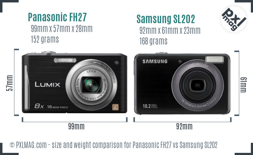 Panasonic FH27 vs Samsung SL202 size comparison