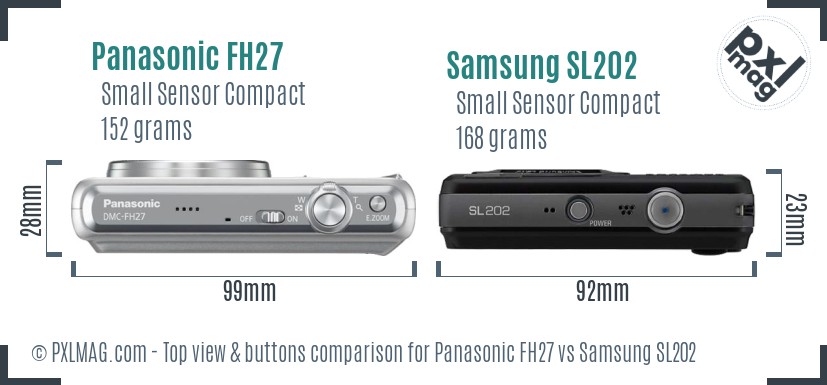 Panasonic FH27 vs Samsung SL202 top view buttons comparison