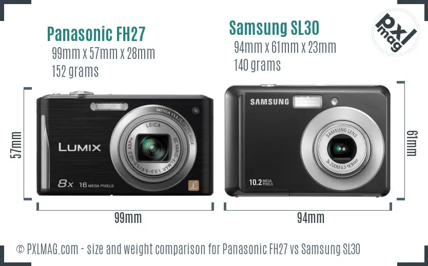 Panasonic FH27 vs Samsung SL30 size comparison