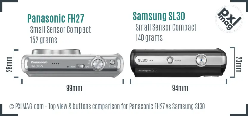 Panasonic FH27 vs Samsung SL30 top view buttons comparison