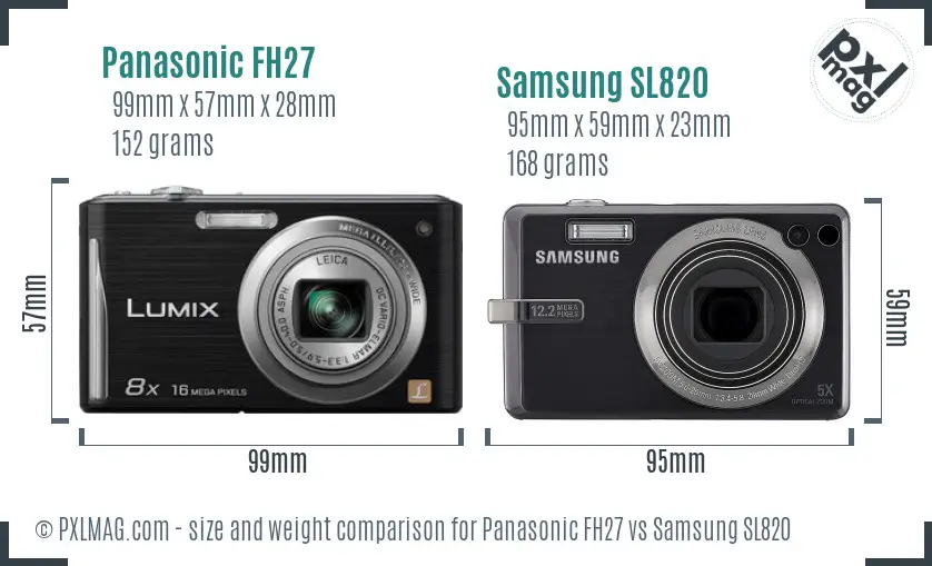 Panasonic FH27 vs Samsung SL820 size comparison
