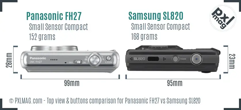 Panasonic FH27 vs Samsung SL820 top view buttons comparison