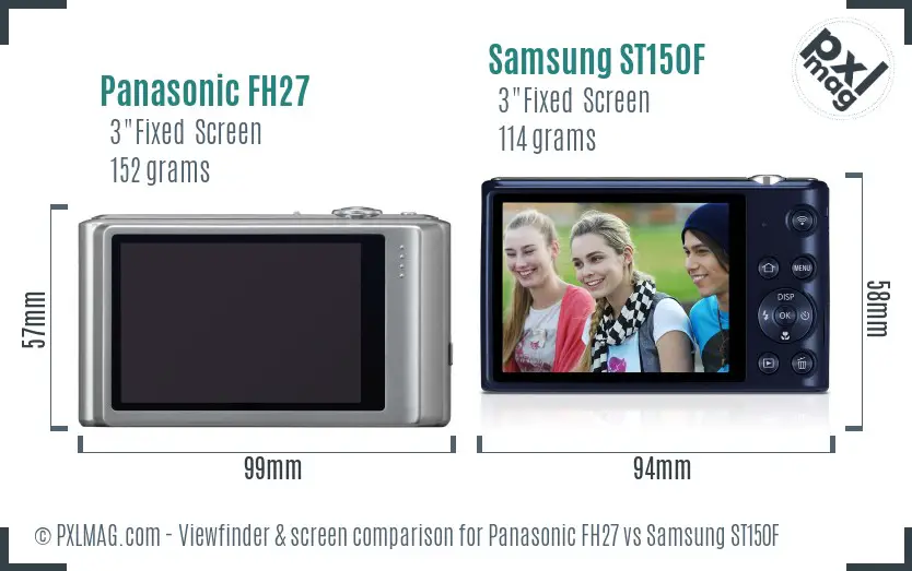 Panasonic FH27 vs Samsung ST150F Screen and Viewfinder comparison