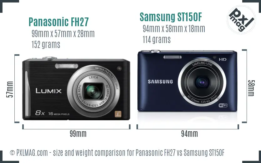 Panasonic FH27 vs Samsung ST150F size comparison