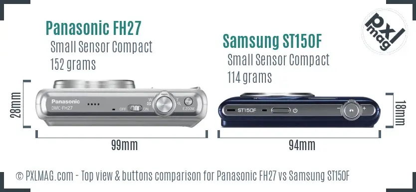 Panasonic FH27 vs Samsung ST150F top view buttons comparison