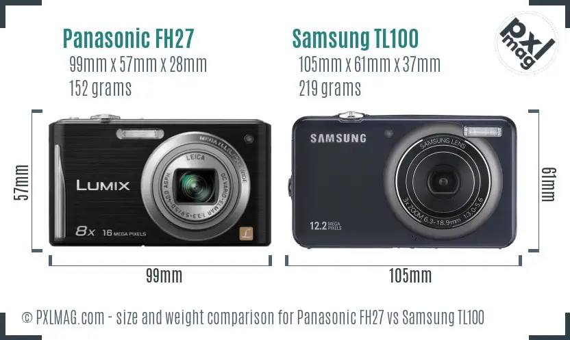 Panasonic FH27 vs Samsung TL100 size comparison
