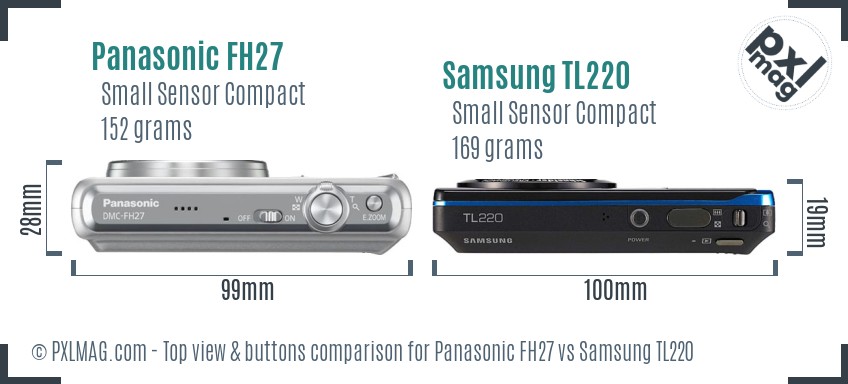 Panasonic FH27 vs Samsung TL220 top view buttons comparison