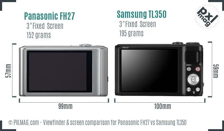 Panasonic FH27 vs Samsung TL350 Screen and Viewfinder comparison Panasonic FH27 vs Samsung TL350 Screen and Viewfinder comparison