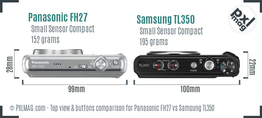 Panasonic FH27 vs Samsung TL350 top view buttons comparison Panasonic FH27 vs Samsung TL350 top view buttons comparison