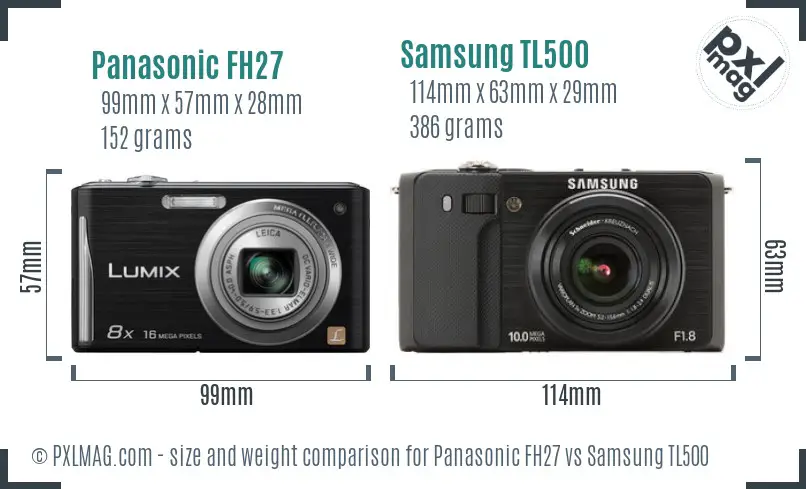 Panasonic FH27 vs Samsung TL500 size comparison