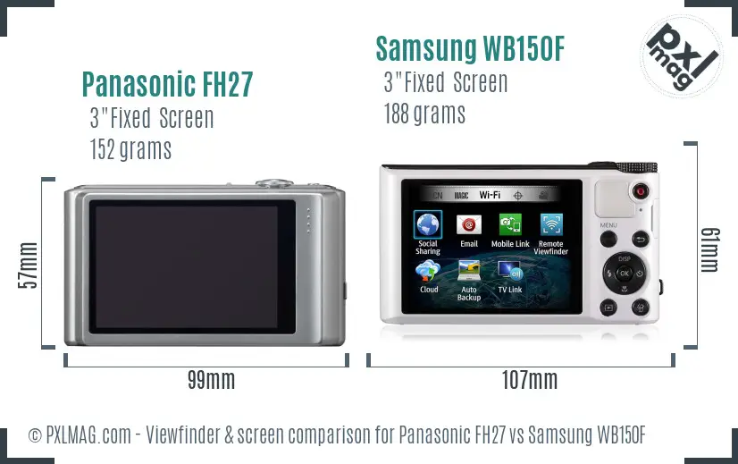 Panasonic FH27 vs Samsung WB150F Screen and Viewfinder comparison Panasonic FH27 vs Samsung WB150F Screen and Viewfinder comparison