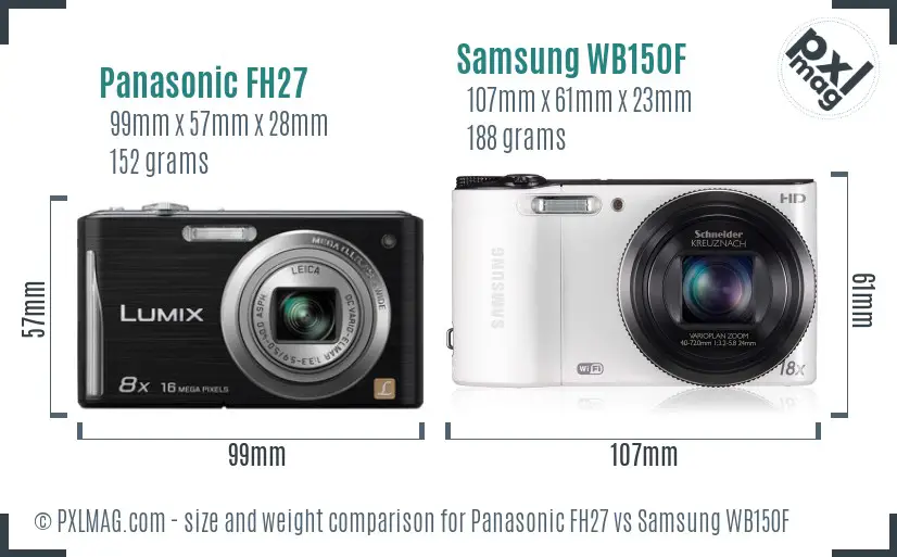 Panasonic FH27 vs Samsung WB150F size comparison Panasonic FH27 vs Samsung WB150F size comparison