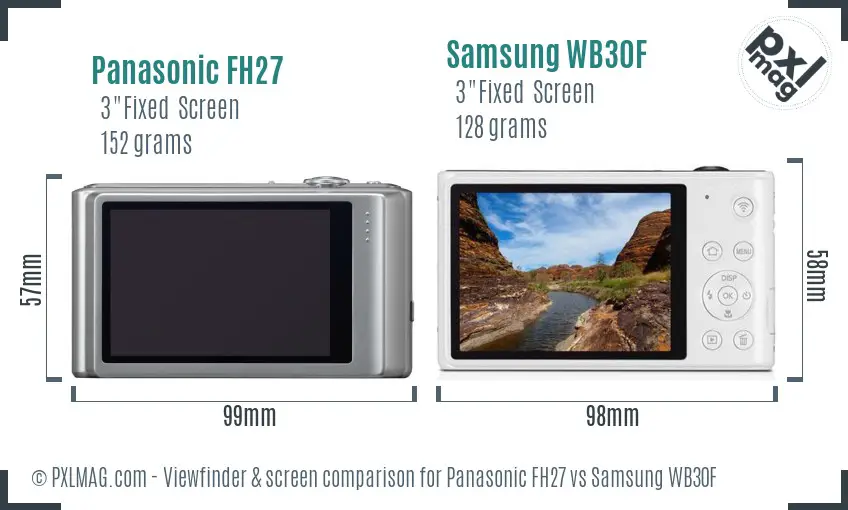Panasonic FH27 vs Samsung WB30F Screen and Viewfinder comparison