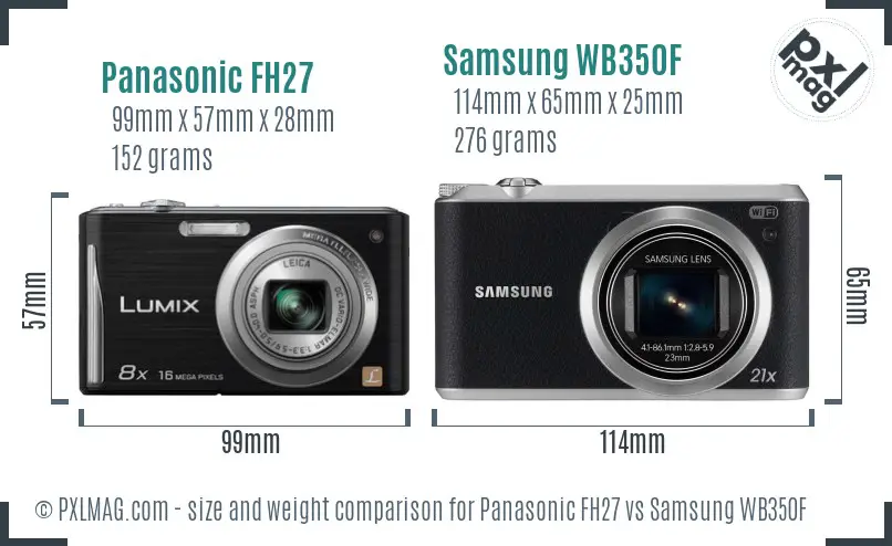Panasonic FH27 vs Samsung WB350F size comparison