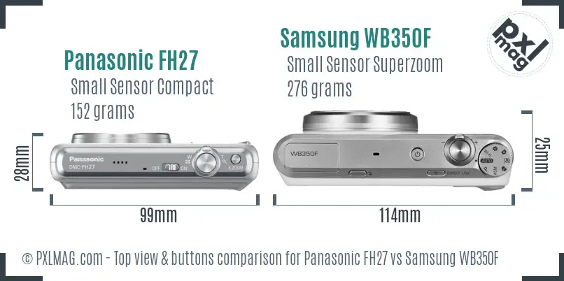 Panasonic FH27 vs Samsung WB350F top view buttons comparison