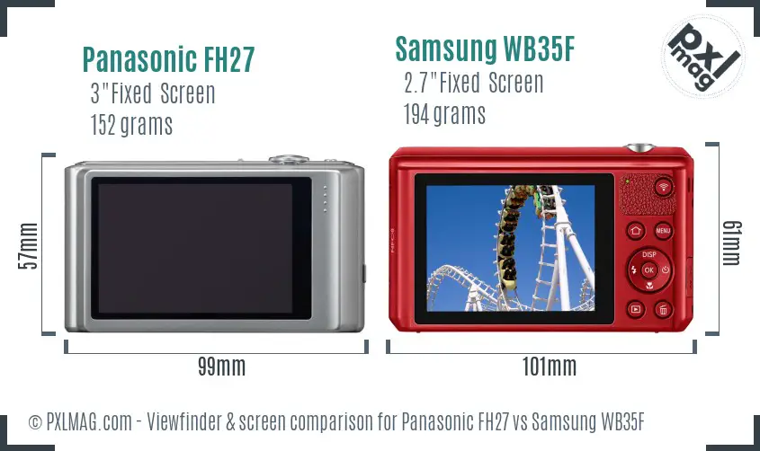 Panasonic FH27 vs Samsung WB35F Screen and Viewfinder comparison Panasonic FH27 vs Samsung WB35F Screen and Viewfinder comparison