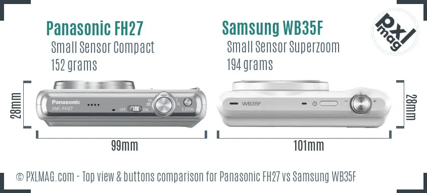 Panasonic FH27 vs Samsung WB35F top view buttons comparison Panasonic FH27 vs Samsung WB35F top view buttons comparison
