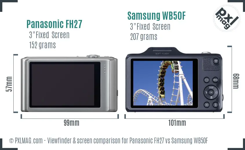 Panasonic FH27 vs Samsung WB50F Screen and Viewfinder comparison