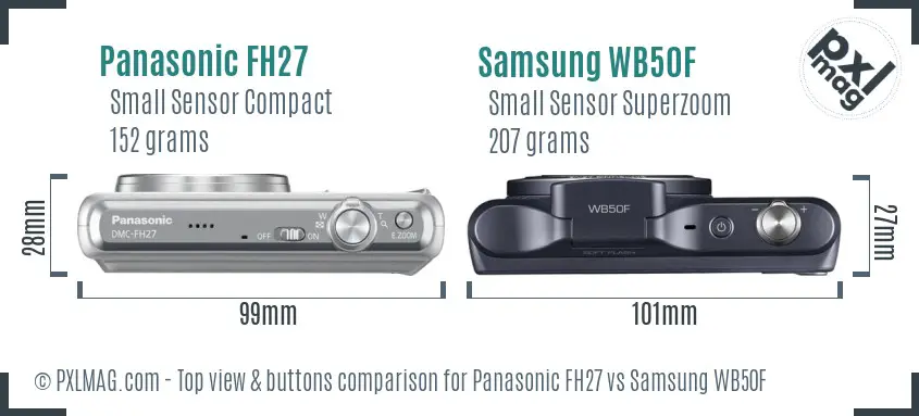 Panasonic FH27 vs Samsung WB50F top view buttons comparison