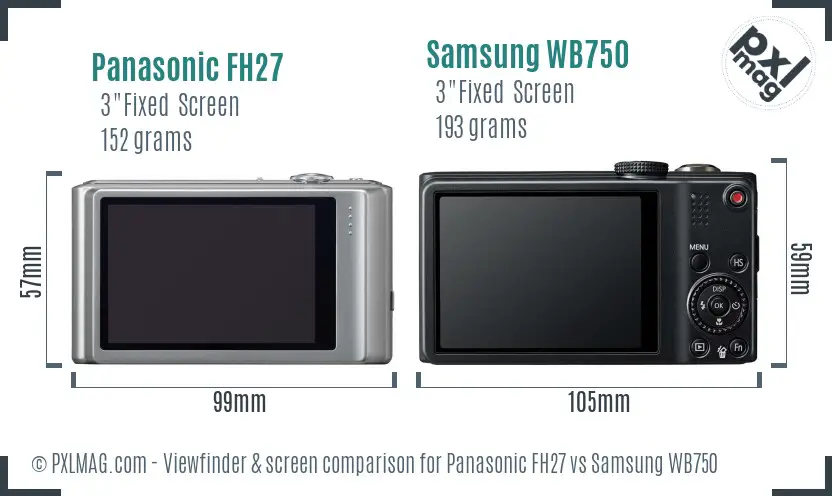 Panasonic FH27 vs Samsung WB750 Screen and Viewfinder comparison