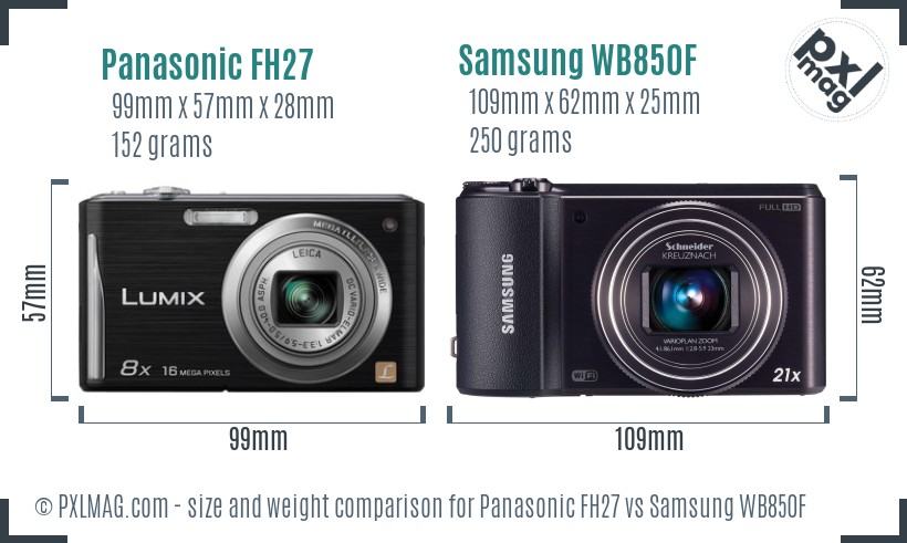 Panasonic FH27 vs Samsung WB850F size comparison Panasonic FH27 vs Samsung WB850F size comparison