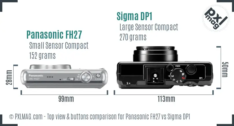 Panasonic FH27 vs Sigma DP1 top view buttons comparison