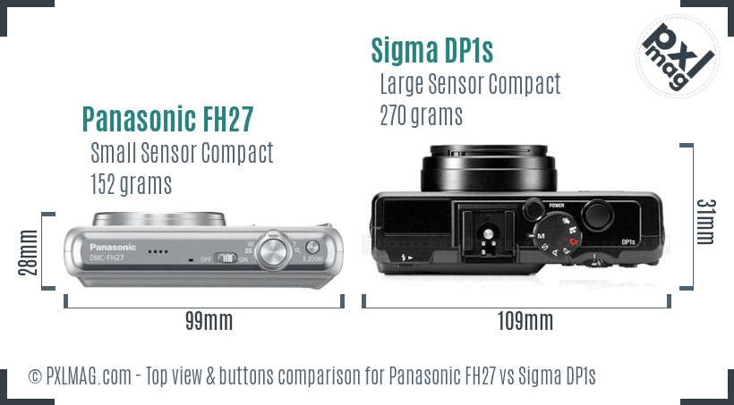 Panasonic FH27 vs Sigma DP1s top view buttons comparison