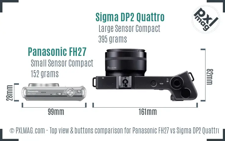 Panasonic FH27 vs Sigma DP2 Quattro top view buttons comparison Panasonic FH27 vs Sigma DP2 Quattro top view buttons comparison