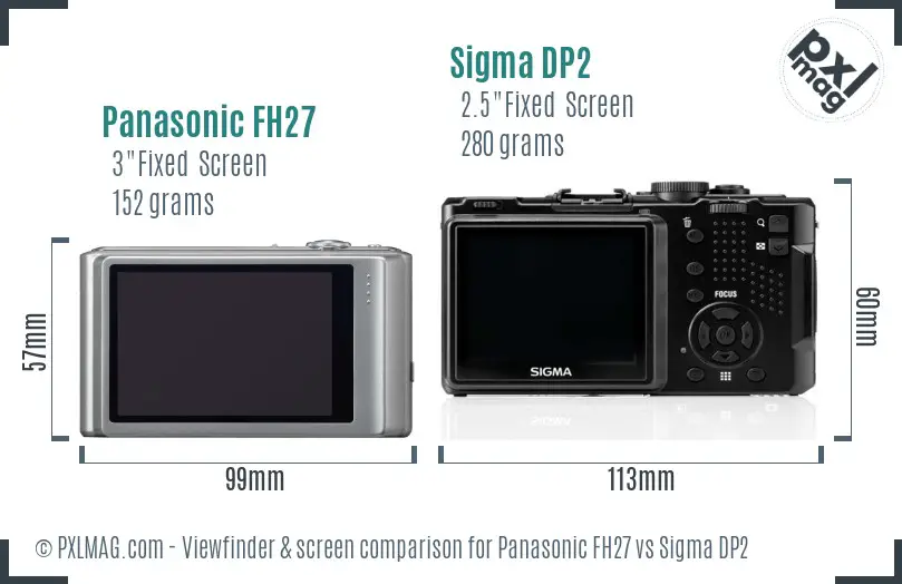 Panasonic FH27 vs Sigma DP2 Screen and Viewfinder comparison Panasonic FH27 vs Sigma DP2 Screen and Viewfinder comparison