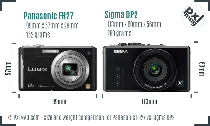Panasonic FH27 vs Sigma DP2 size comparison Panasonic FH27 vs Sigma DP2 size comparison