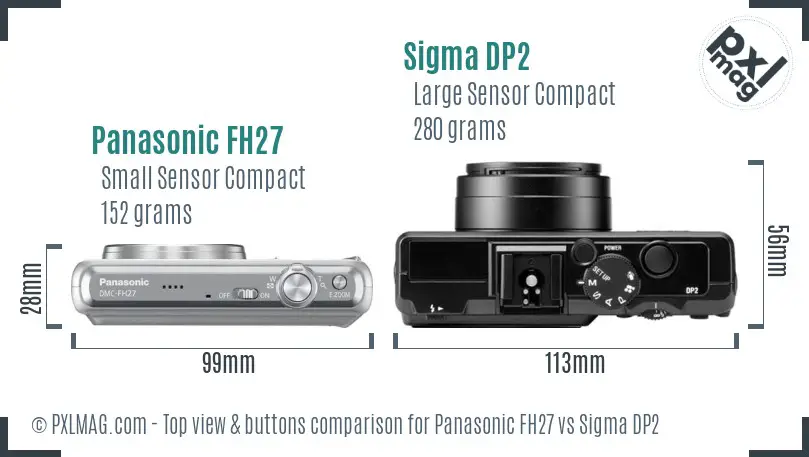 Panasonic FH27 vs Sigma DP2 top view buttons comparison Panasonic FH27 vs Sigma DP2 top view buttons comparison