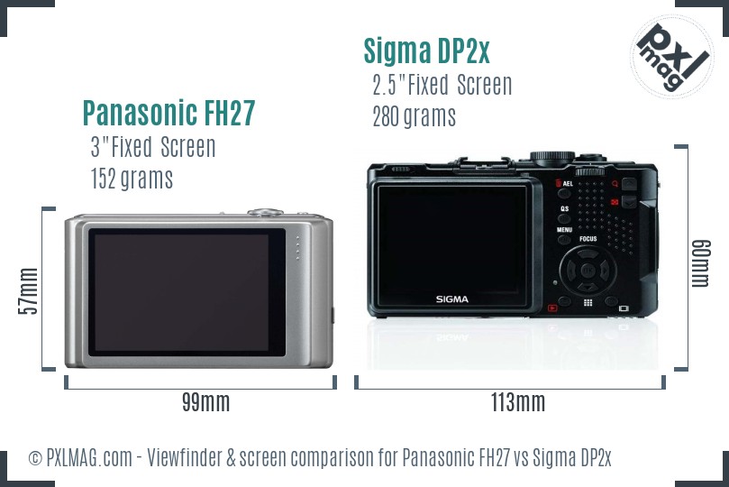 Panasonic FH27 vs Sigma DP2x Screen and Viewfinder comparison