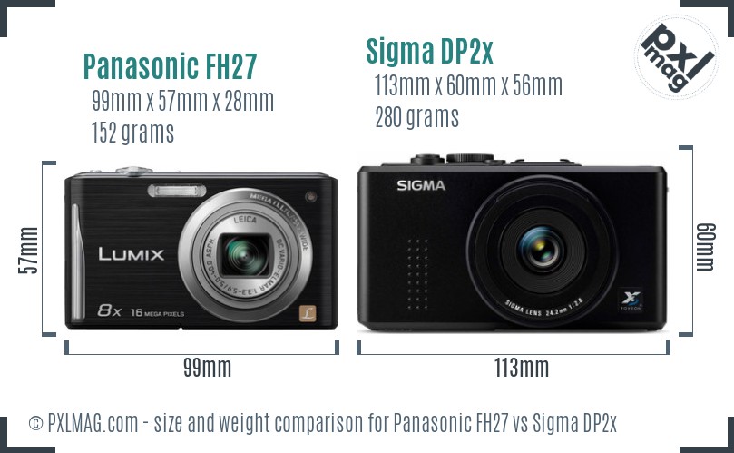 Panasonic FH27 vs Sigma DP2x size comparison Panasonic FH27 vs Sigma DP2x size comparison