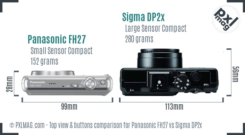 Panasonic FH27 vs Sigma DP2x top view buttons comparison