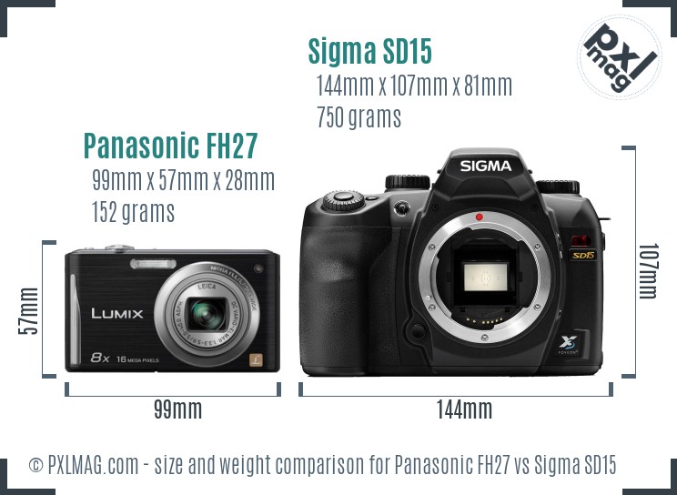 Panasonic FH27 vs Sigma SD15 size comparison Panasonic FH27 vs Sigma SD15 size comparison