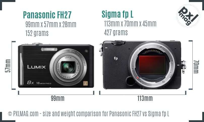 Panasonic FH27 vs Sigma fp L size comparison