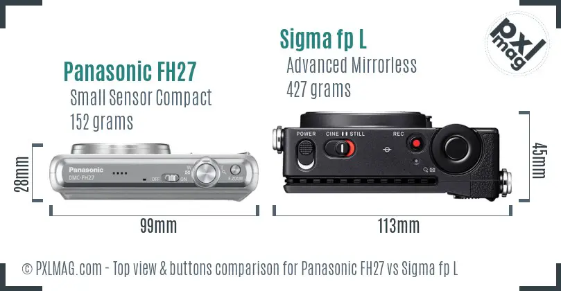 Panasonic FH27 vs Sigma fp L top view buttons comparison