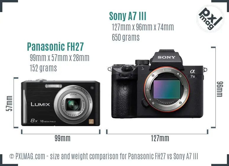 Panasonic FH27 vs Sony A7 III size comparison