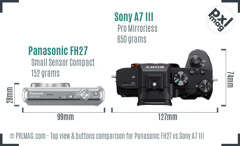 Panasonic FH27 vs Sony A7 III top view buttons comparison
