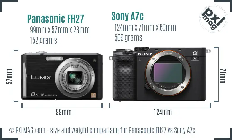 Panasonic FH27 vs Sony A7c size comparison