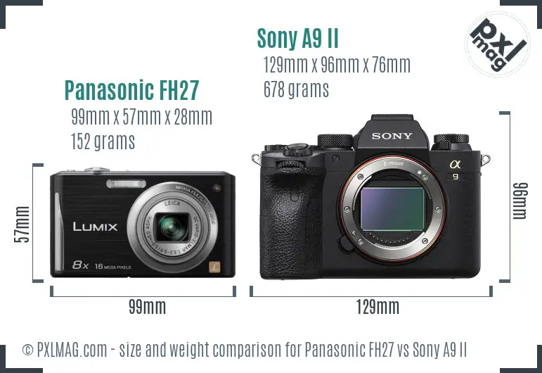 Panasonic FH27 vs Sony A9 II size comparison