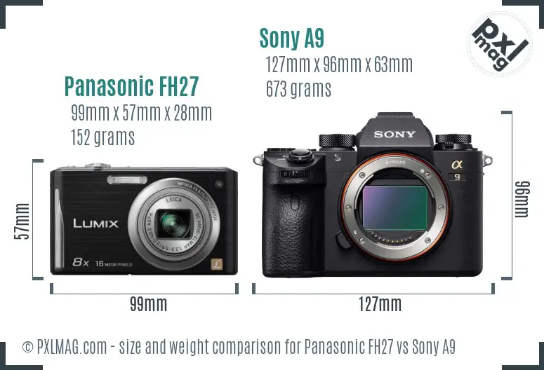 Panasonic FH27 vs Sony A9 size comparison