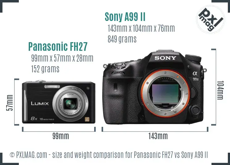 Panasonic FH27 vs Sony A99 II size comparison