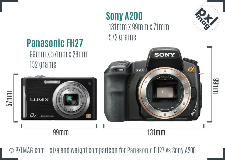 Panasonic FH27 vs Sony A200 size comparison