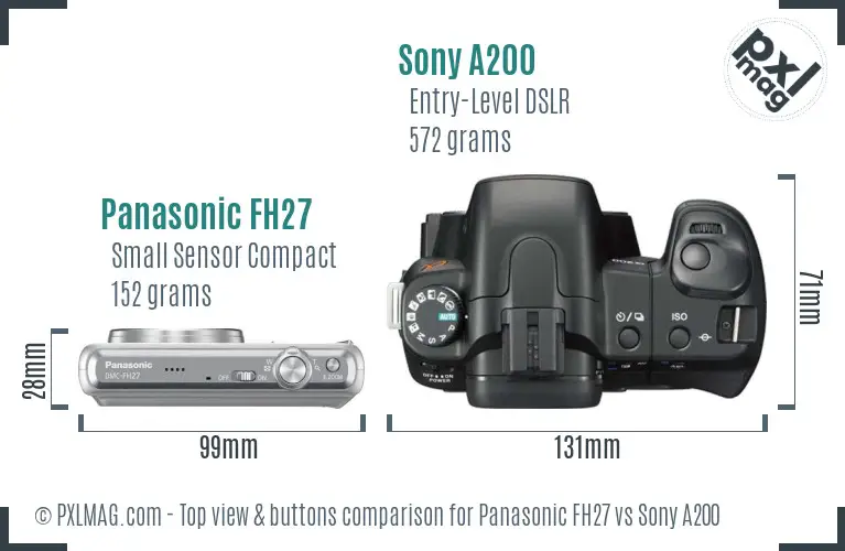 Panasonic FH27 vs Sony A200 top view buttons comparison