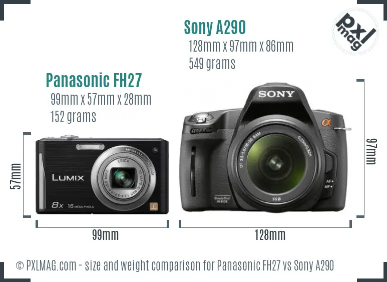 Panasonic FH27 vs Sony A290 size comparison