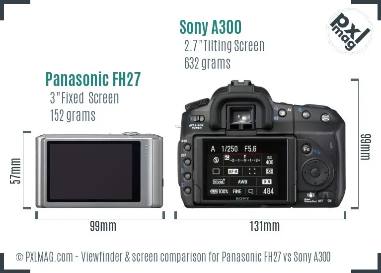 Panasonic FH27 vs Sony A300 Screen and Viewfinder comparison