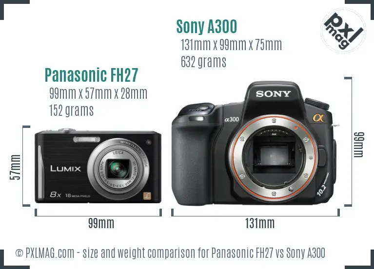 Panasonic FH27 vs Sony A300 size comparison
